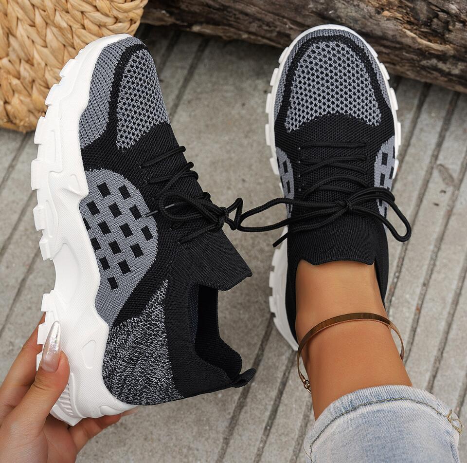 Women's Breathable Knit Mesh S - огляд і ціна Knit Fabric Lace Up Sneakers