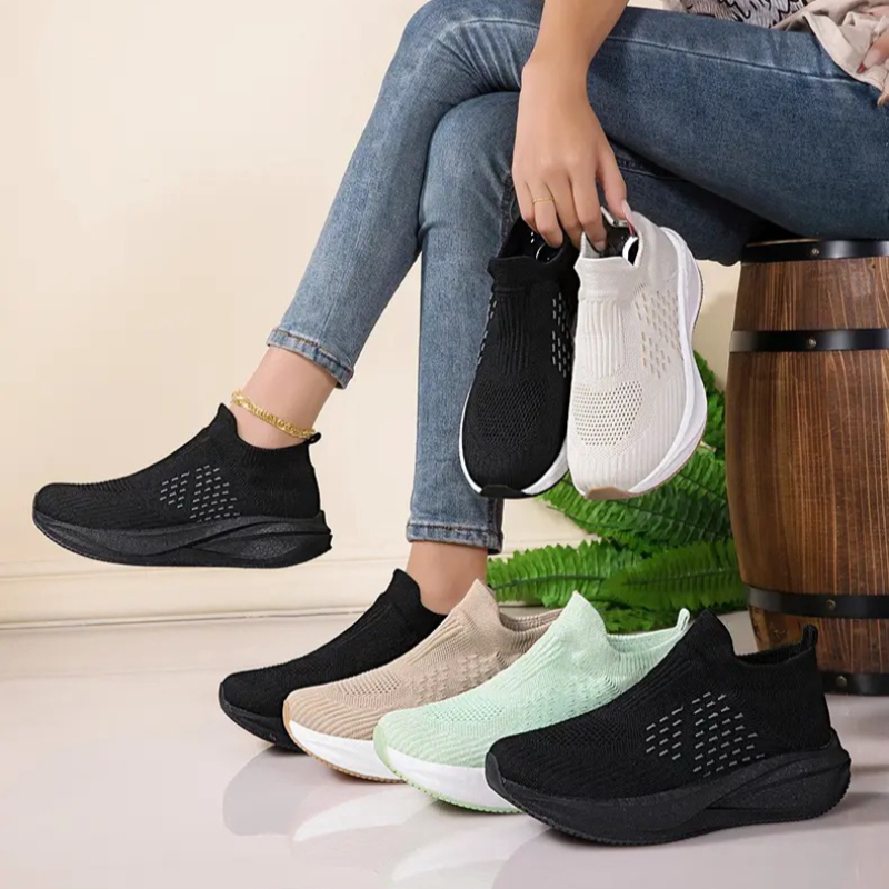 Unisex Slip on Sock Running Sh - огляд і ціна Knit Fabric Lace Up Sneakers